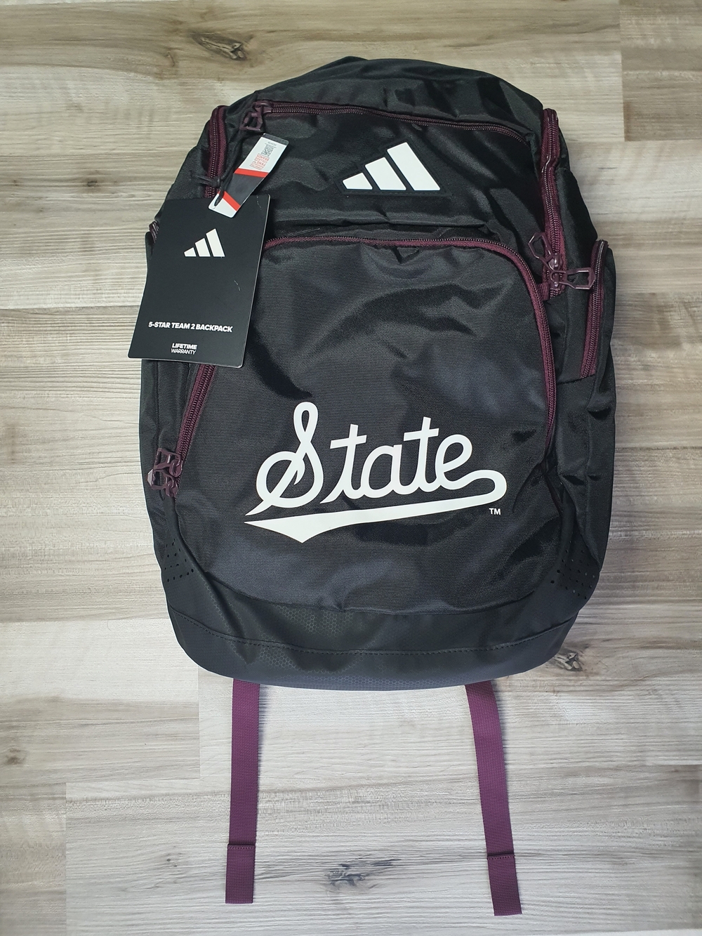 Adidas Mississippi State Bulldogs Black backpack TEAM ISSUED 5 Star Team 2 RARE